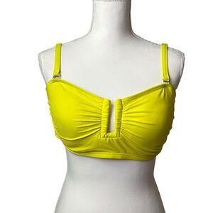 DKNY womens neon bandeau style bikini swim top size Large NWT